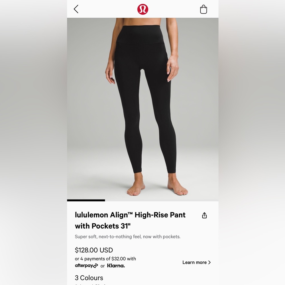Lululemon Align size 4, 31” with pockets